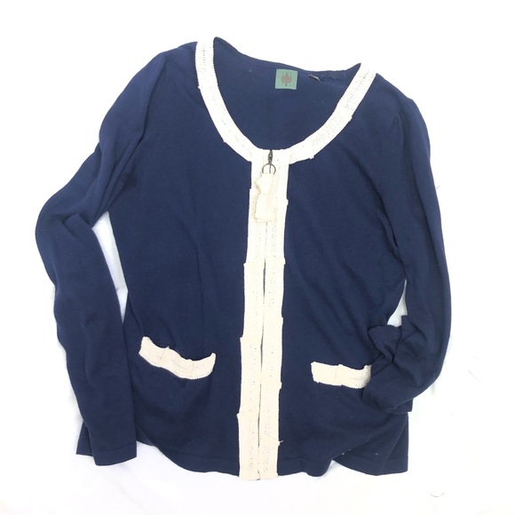 Anthropologie HWR Navy Cardigan Sweater - Picture 5 of 8